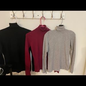 Like New Turtle Neck Sweater Bundle (3)- grey, black, dark pink size small